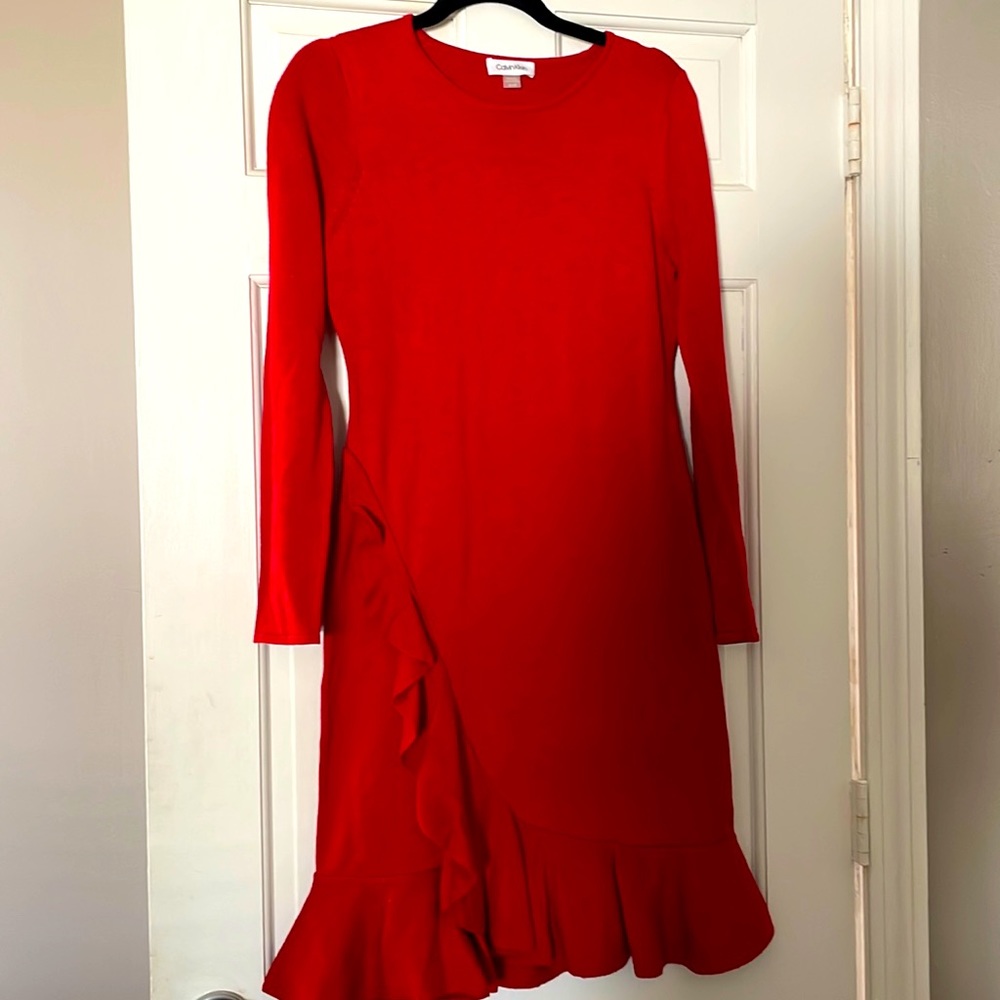 Calvin Klein Red - Long sleeve dress in excellent Condition.